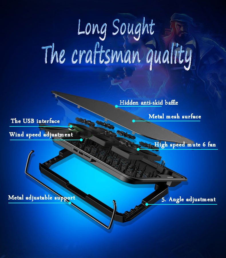 Laptop Cooling Pad Italian Ice Cooler Accessories Fan Holder - Image 5