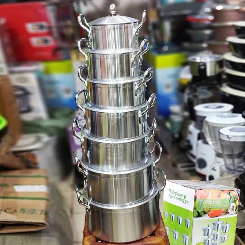 7-piece Kitchen Pot Set Aluminum Pot Suit