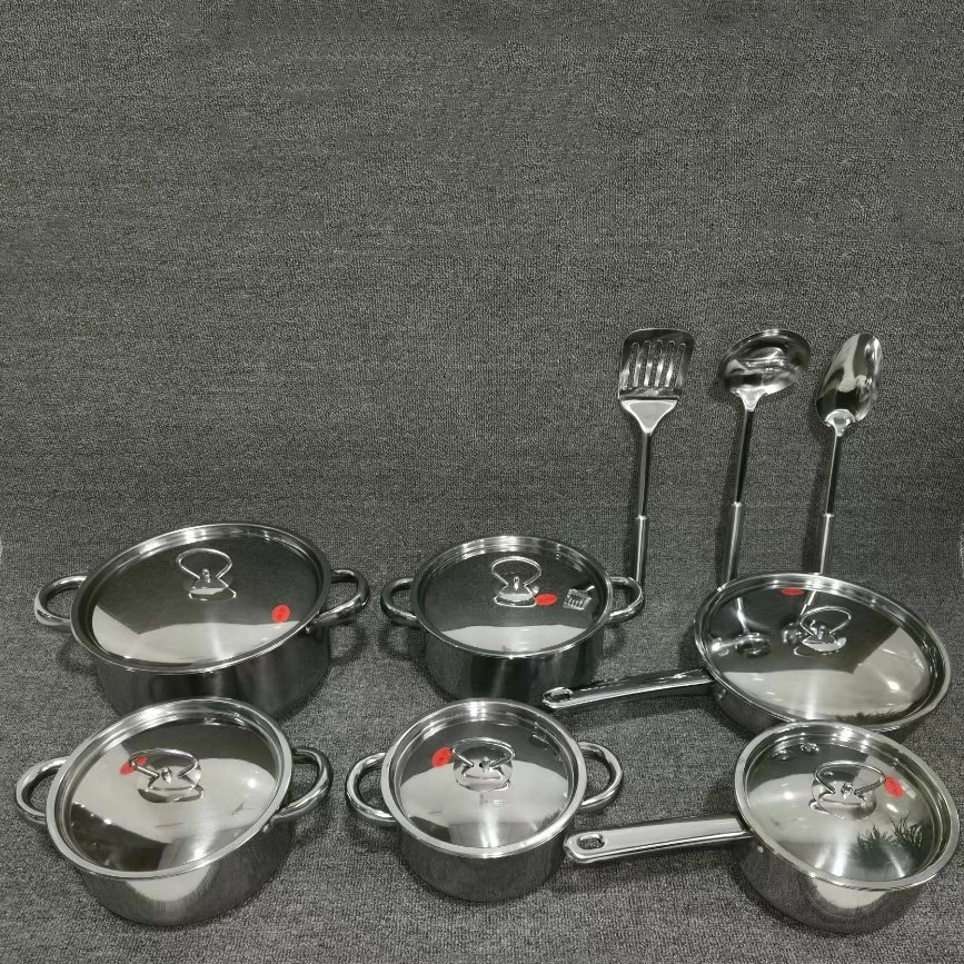 Thickened 15PCs Stainless Steel All Steel Pan Set